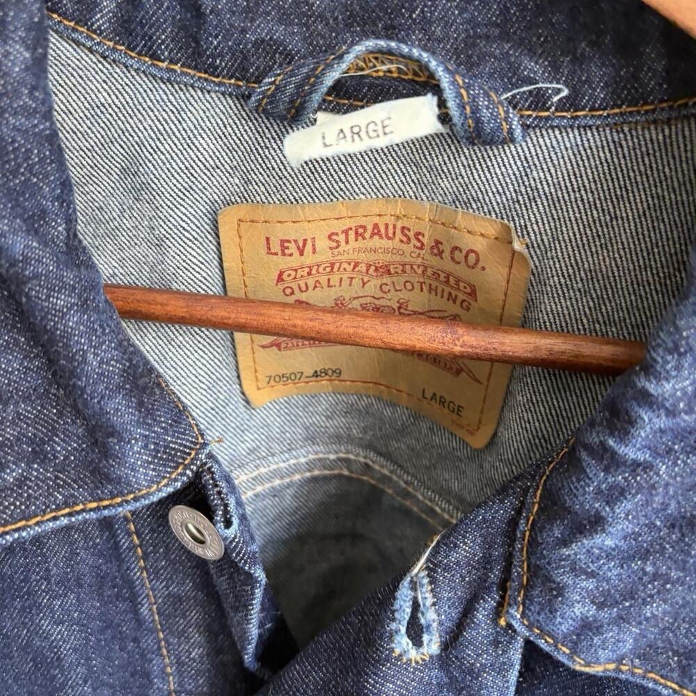 Vintage 90s Levi’s Dark Wash Type 3 70507-4809 Men’s L Denim Trucker Jacket - Picture 6 of 8
